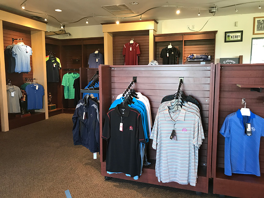 shirt selections at the golf shop